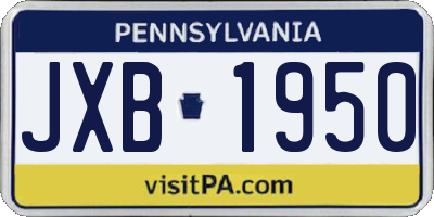 PA license plate JXB1950