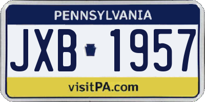 PA license plate JXB1957