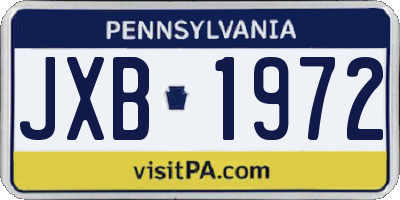 PA license plate JXB1972