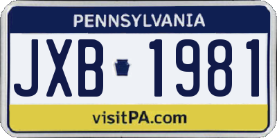 PA license plate JXB1981