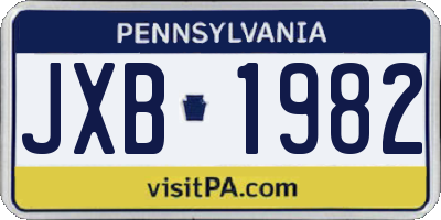 PA license plate JXB1982