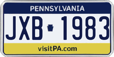 PA license plate JXB1983