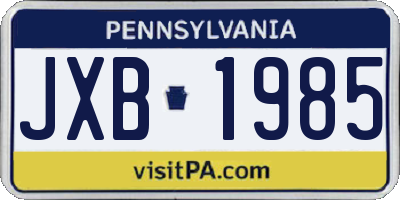 PA license plate JXB1985