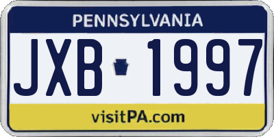 PA license plate JXB1997