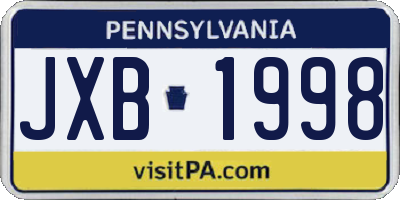 PA license plate JXB1998