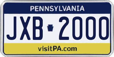 PA license plate JXB2000