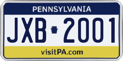 PA license plate JXB2001