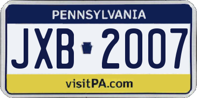 PA license plate JXB2007