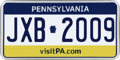 PA license plate JXB2009