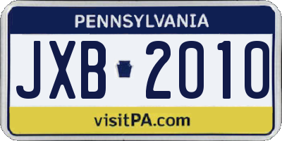 PA license plate JXB2010