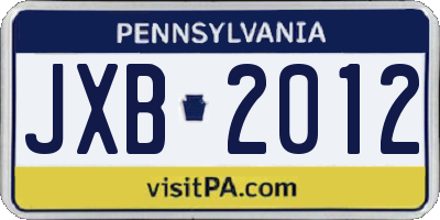 PA license plate JXB2012