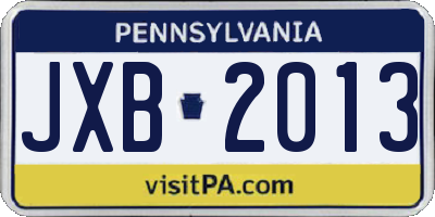 PA license plate JXB2013