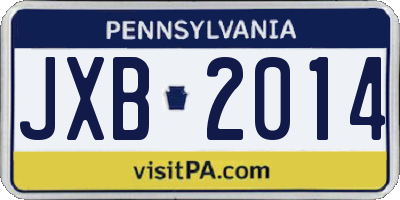 PA license plate JXB2014