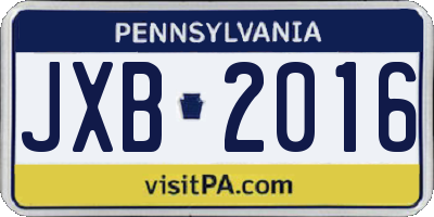 PA license plate JXB2016