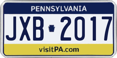 PA license plate JXB2017