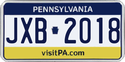 PA license plate JXB2018