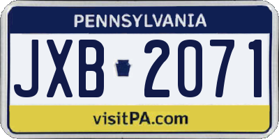 PA license plate JXB2071
