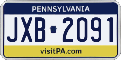 PA license plate JXB2091