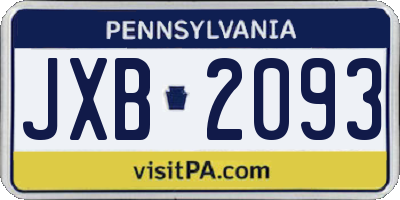 PA license plate JXB2093