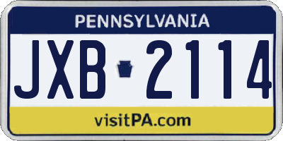 PA license plate JXB2114