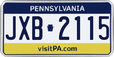 PA license plate JXB2115