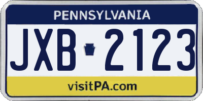 PA license plate JXB2123