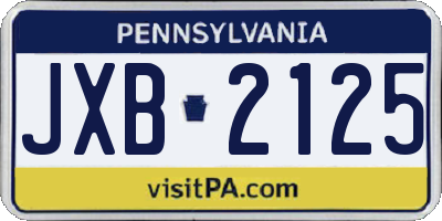 PA license plate JXB2125