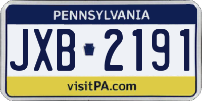 PA license plate JXB2191