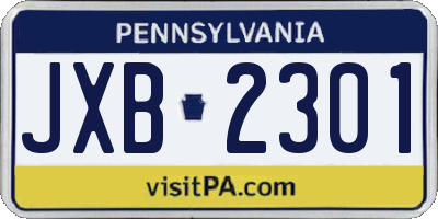 PA license plate JXB2301
