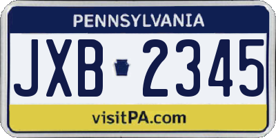 PA license plate JXB2345