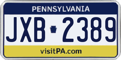 PA license plate JXB2389
