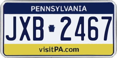 PA license plate JXB2467