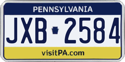 PA license plate JXB2584