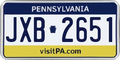 PA license plate JXB2651