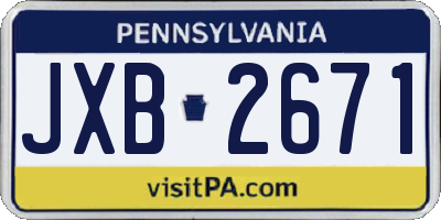 PA license plate JXB2671