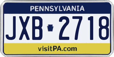 PA license plate JXB2718