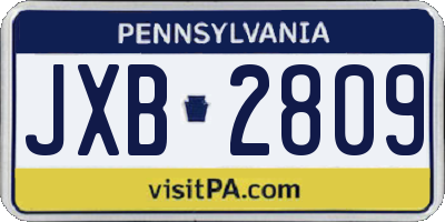 PA license plate JXB2809