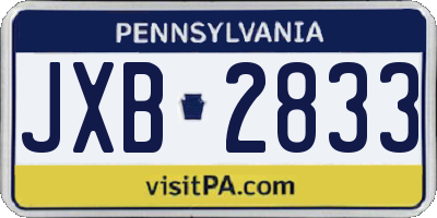 PA license plate JXB2833