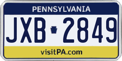 PA license plate JXB2849