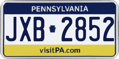 PA license plate JXB2852
