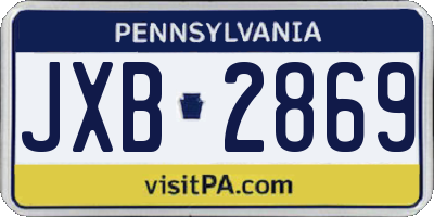 PA license plate JXB2869