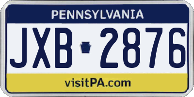 PA license plate JXB2876