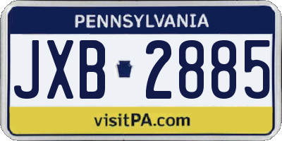 PA license plate JXB2885