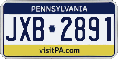 PA license plate JXB2891