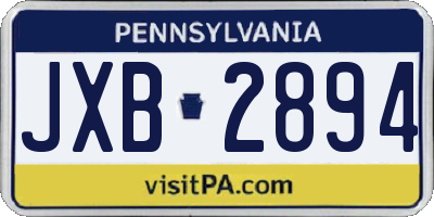 PA license plate JXB2894