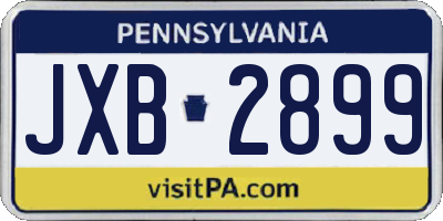 PA license plate JXB2899