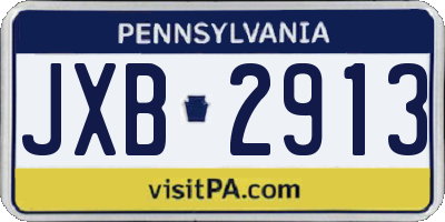 PA license plate JXB2913