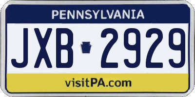 PA license plate JXB2929