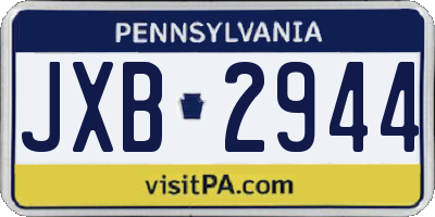 PA license plate JXB2944