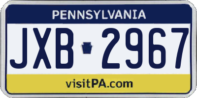 PA license plate JXB2967